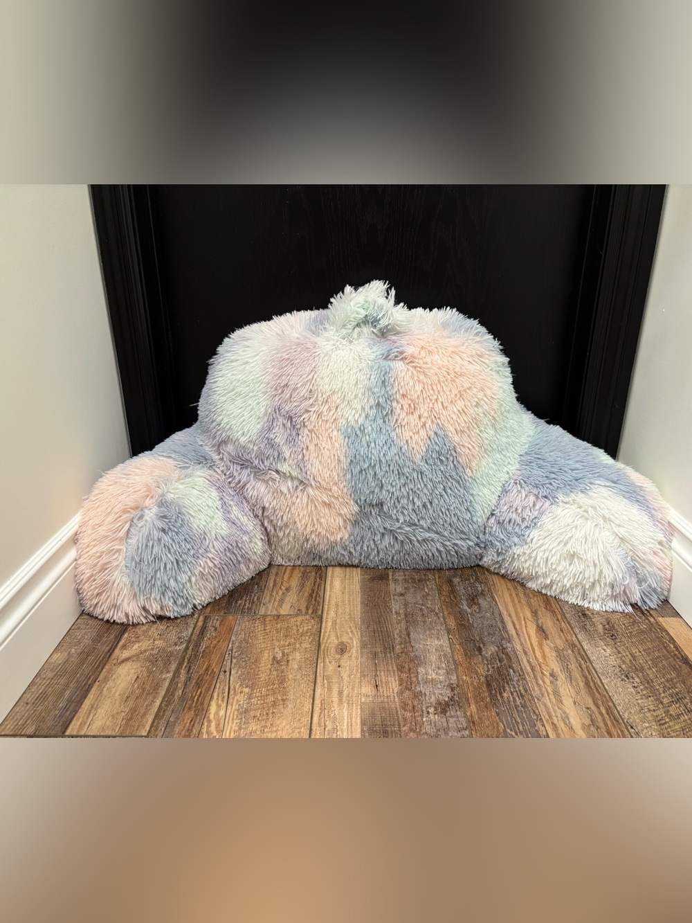 Pastel Multicolor Fuzzy Plush Backrest Pillow Bella Lux